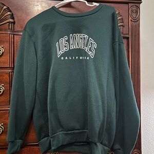 Forest Green Crewneck Sweater with Collegiate Print